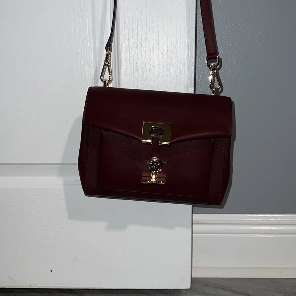 Burgundy Michael Kors‎ CrossBody bag, purse gold hardware